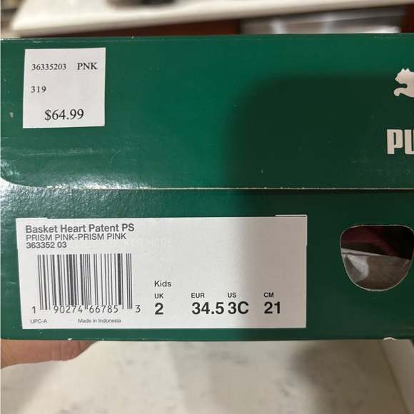 Brand New Puma Basket Heart Patent Preschool,  US Size 2/2.5/3 - Picture 7 of 8